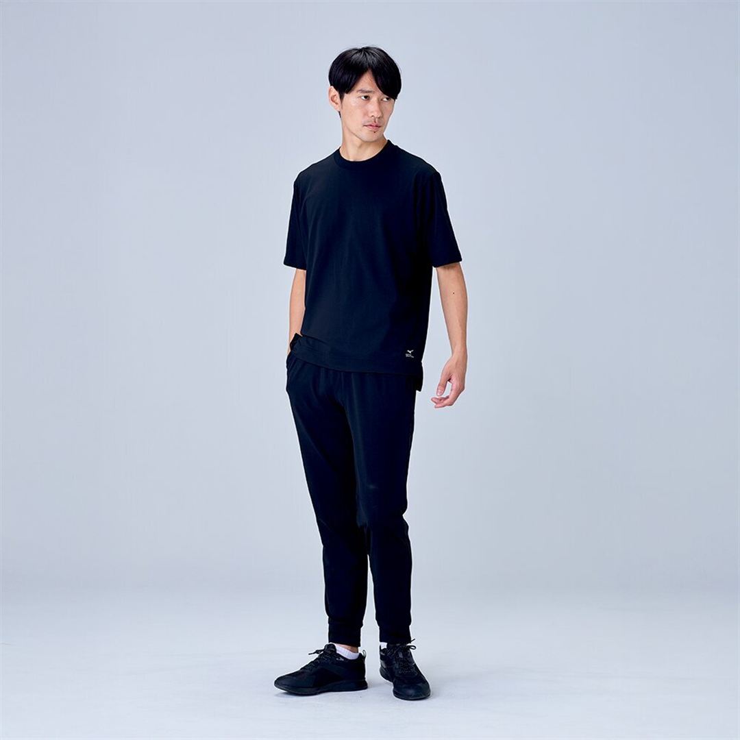 ハイストレッチ クルーネック半袖シャツ（ワイドシルエット） ブラック XL