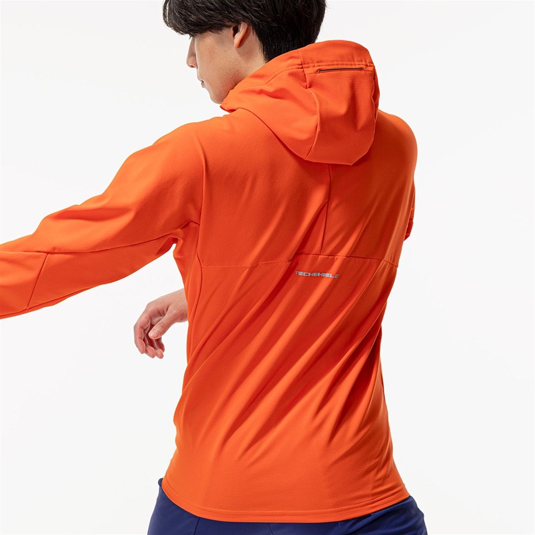 【ストレッチ／防風】テックシールドフーディジャケット オレンジコム S