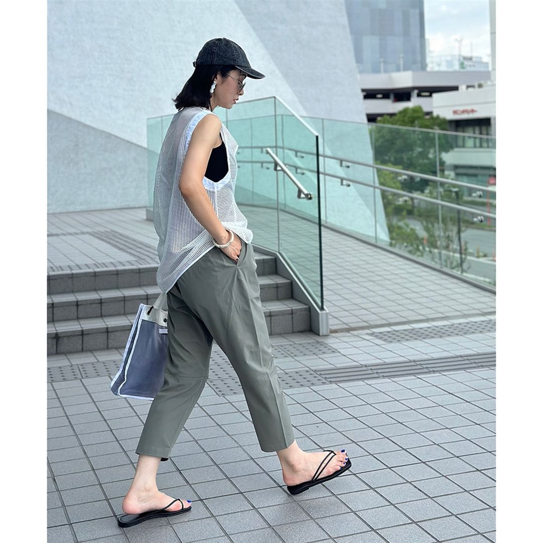 MIZUNO BUDDYストレッチ撥水ワイドテーパードパンツ ティーリーフ S