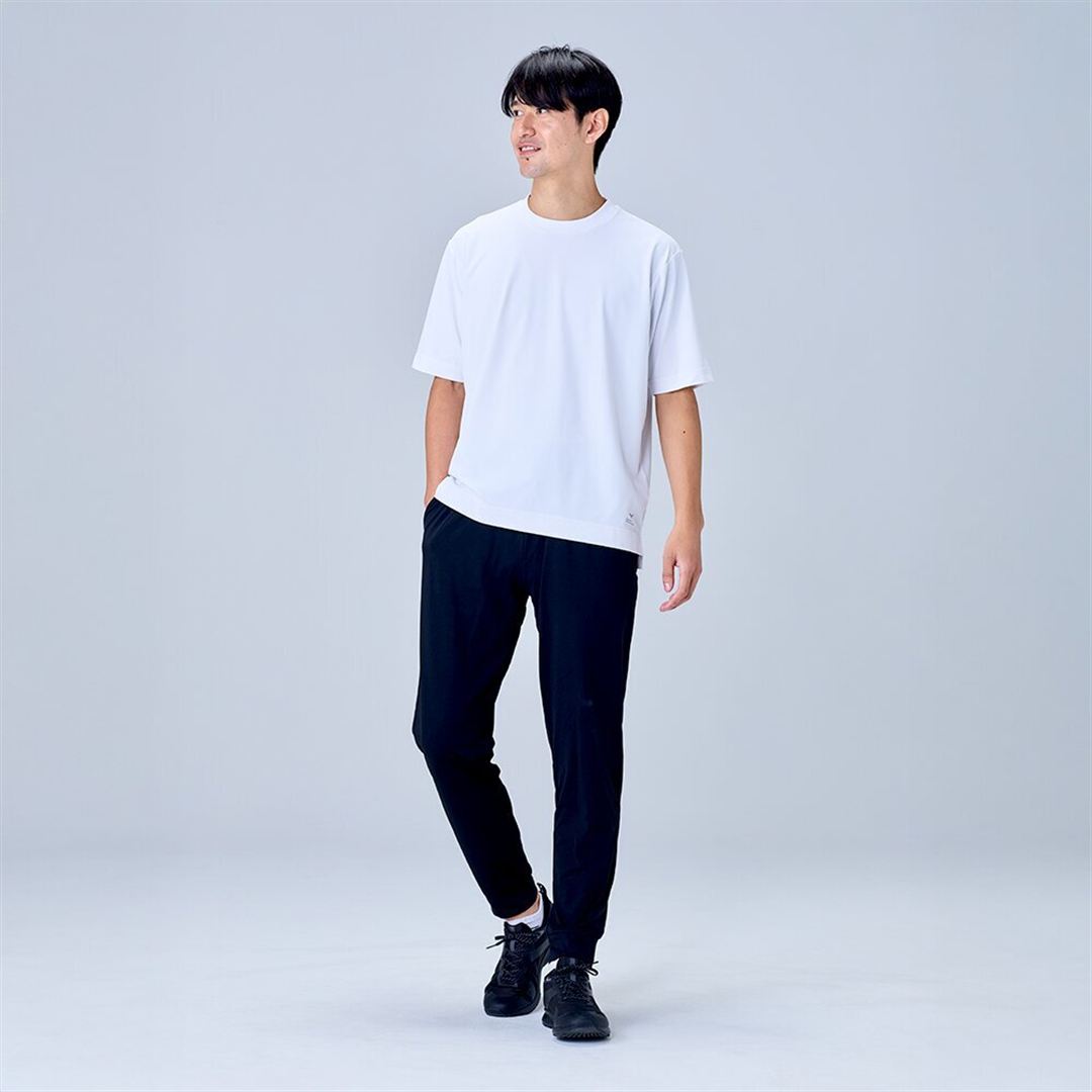 ハイストレッチ クルーネック半袖シャツ（ワイドシルエット） ホワイト XL