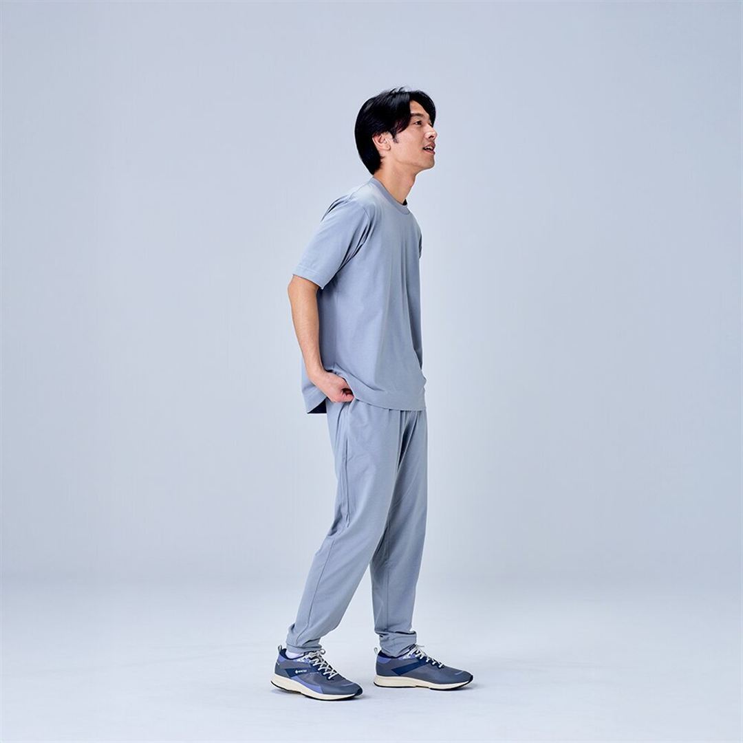 ハイストレッチ クルーネック半袖シャツ（ワイドシルエット） グレー XL