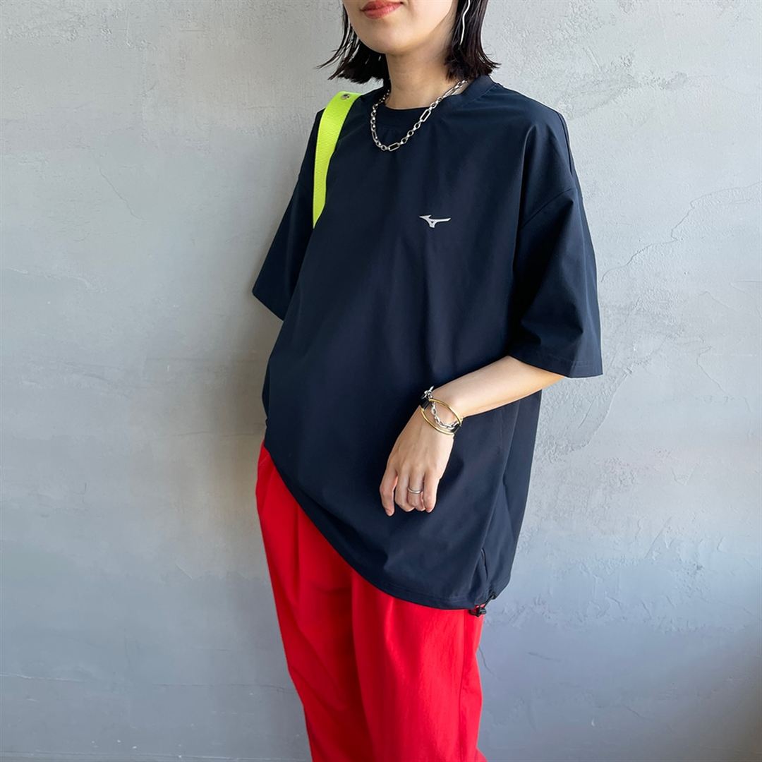 【JEANS FACTORY】ウォーターリパレントストレッチウーブンTシャツ ネイビー S