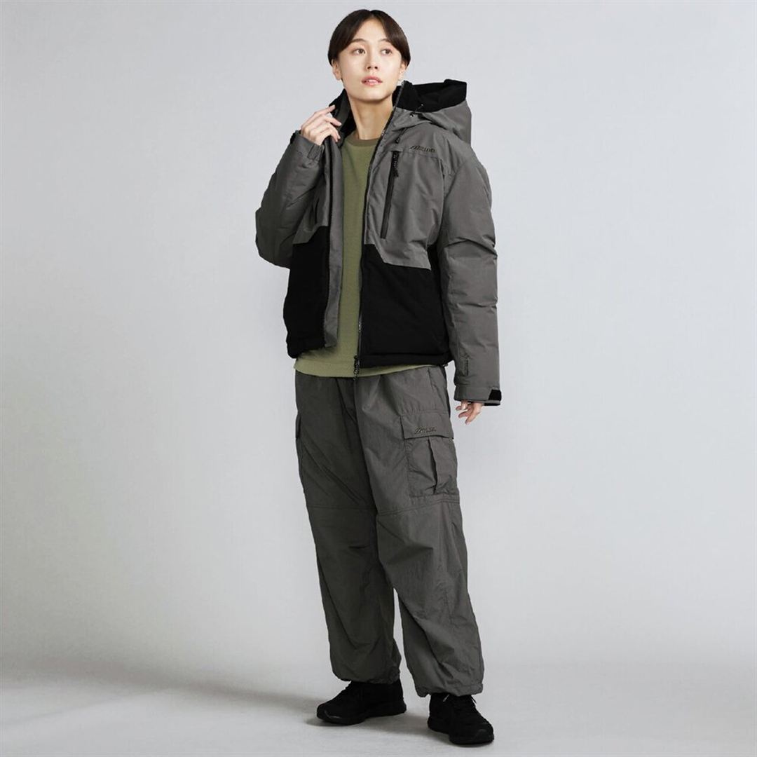 【吸湿発熱】WINDSTOPPER ダウラギリライトダウンジャケット ブラック×ピューターグレー XL