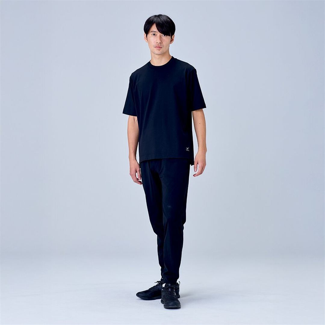 ハイストレッチ クルーネック半袖シャツ（ワイドシルエット） ブラック XL