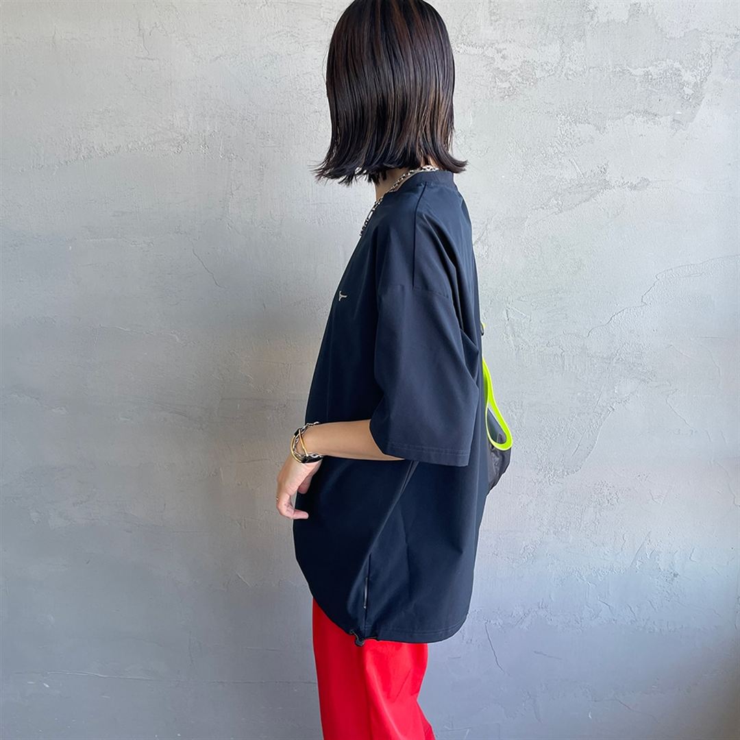 【JEANS FACTORY】ウォーターリパレントストレッチウーブンTシャツ ネイビー S