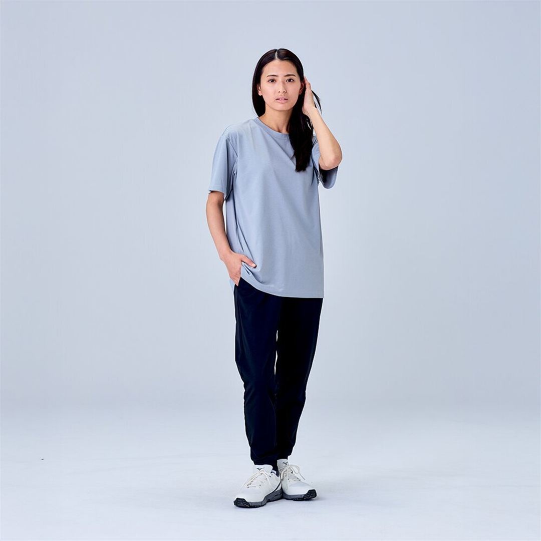 ハイストレッチ クルーネック半袖シャツ（レギュラーシルエット） グレー XL