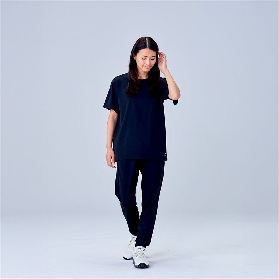 ハイストレッチ クルーネック半袖シャツ（レギュラーシルエット） ブラック XL