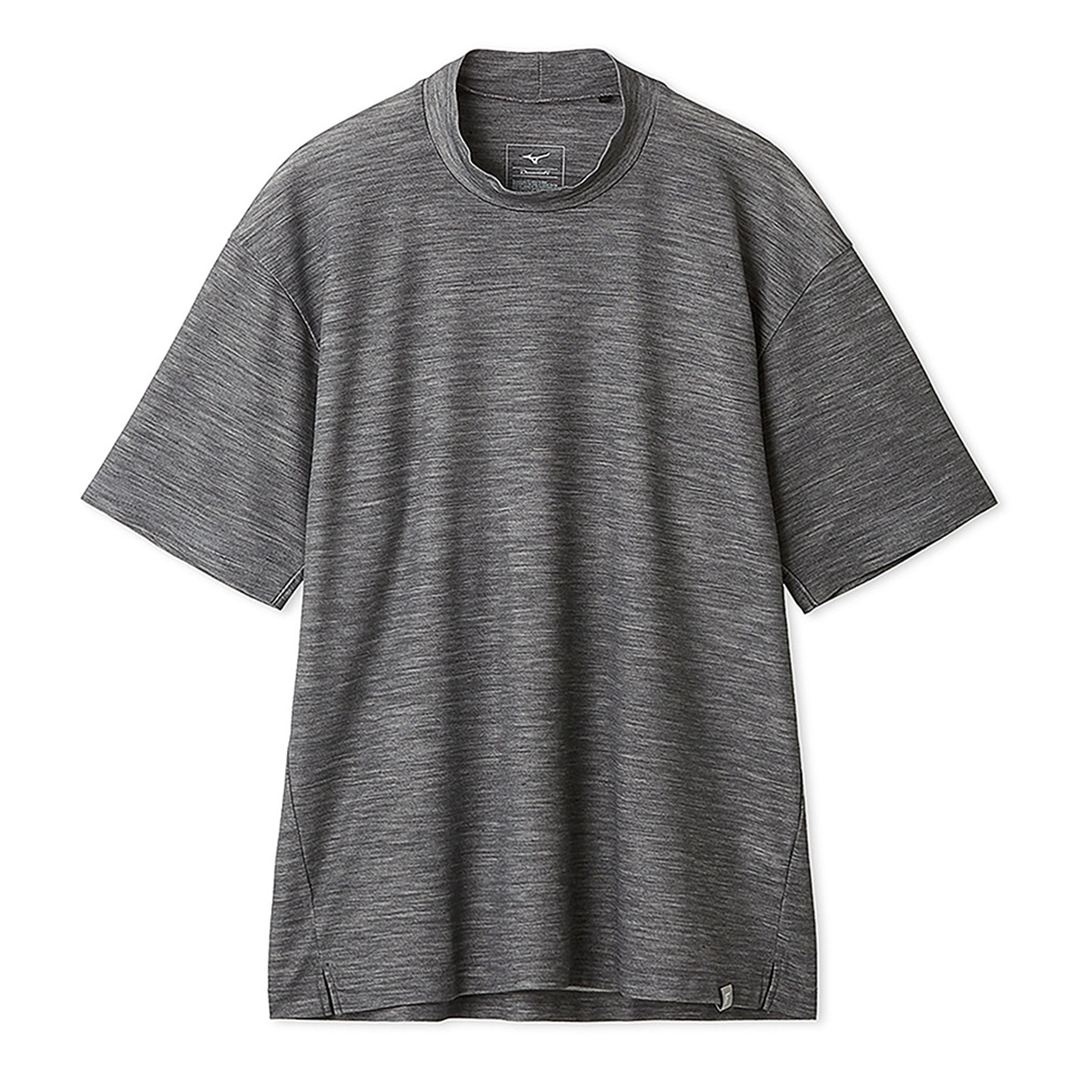【AOURE】ミズノダイナモーションフィット モックネックTEEショートスリーブ チャコール XL