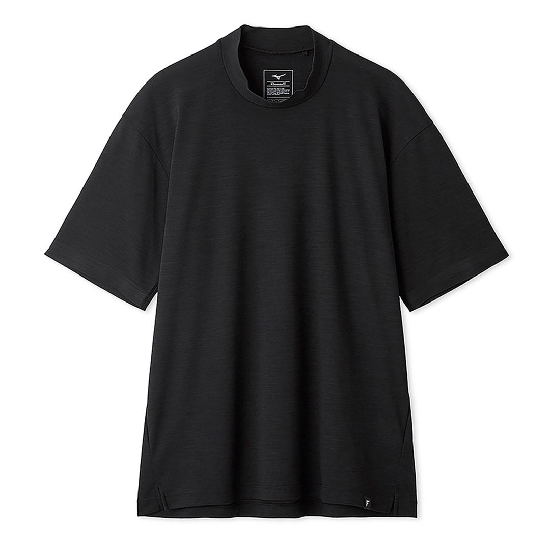 【AOURE】ミズノダイナモーションフィット モックネックTEEショートスリーブ ブラック XL