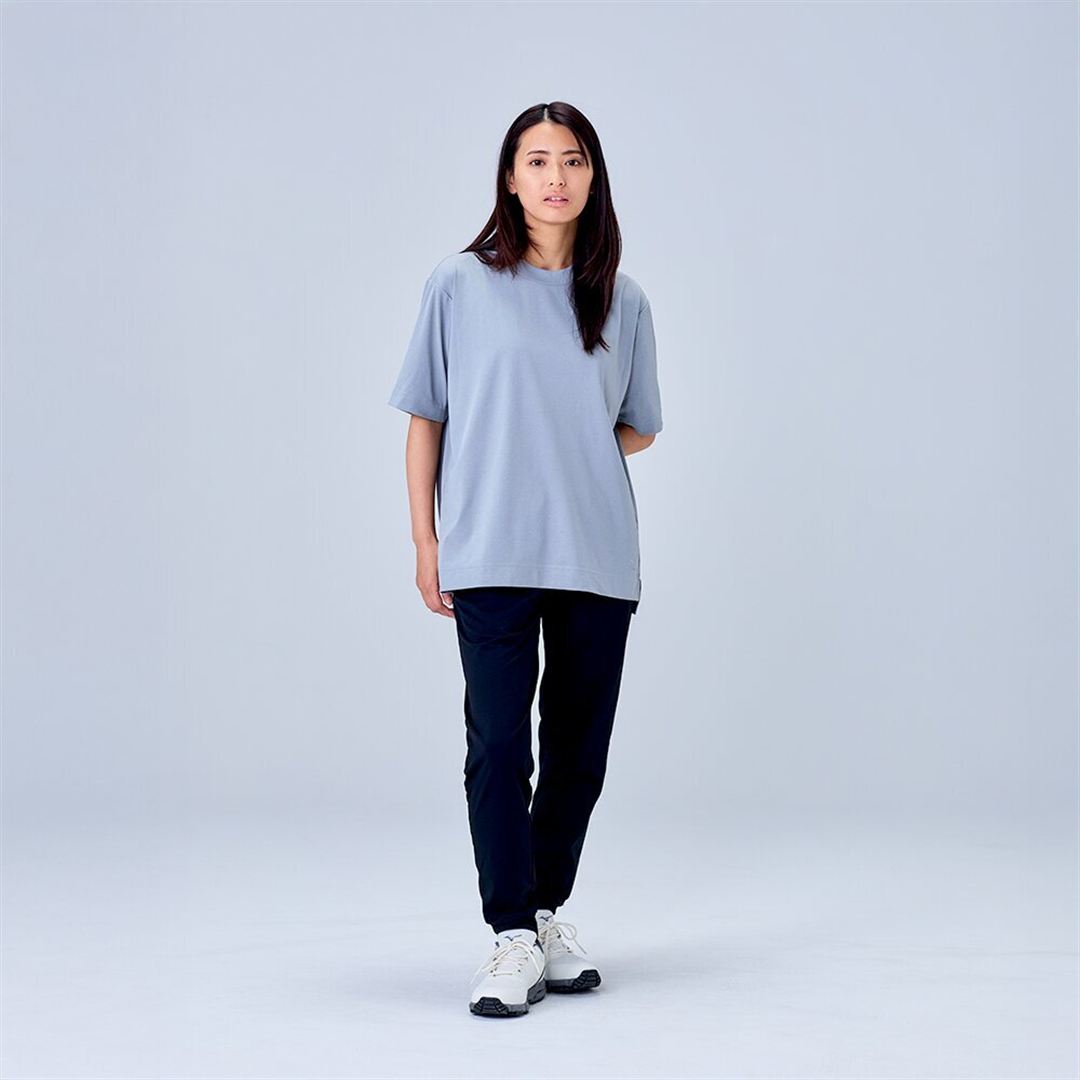 ハイストレッチ クルーネック半袖シャツ（ワイドシルエット） グレー XL