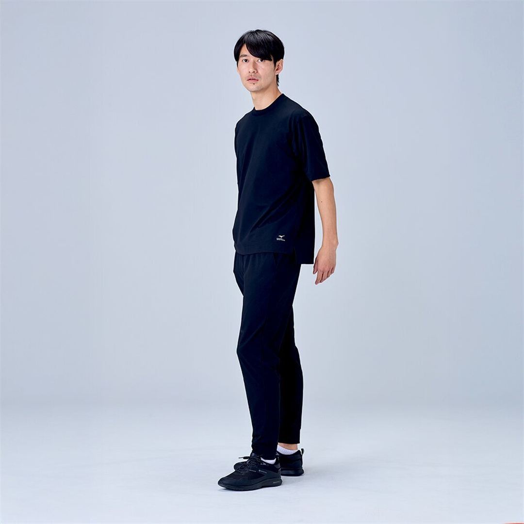ハイストレッチ クルーネック半袖シャツ（ワイドシルエット） ブラック XL