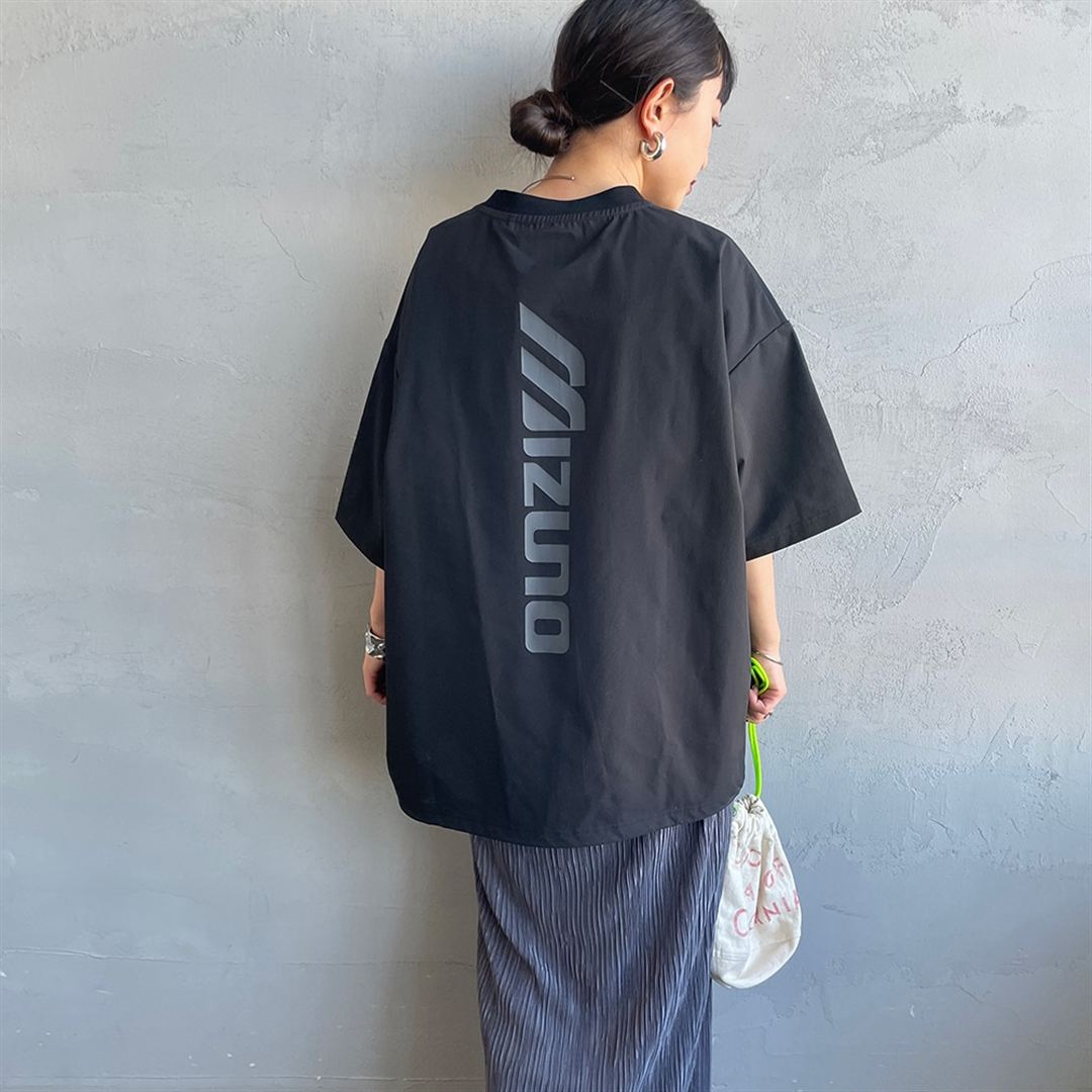 【JEANS FACTORY】ウォーターリパレントストレッチウーブンTシャツ ブラック S