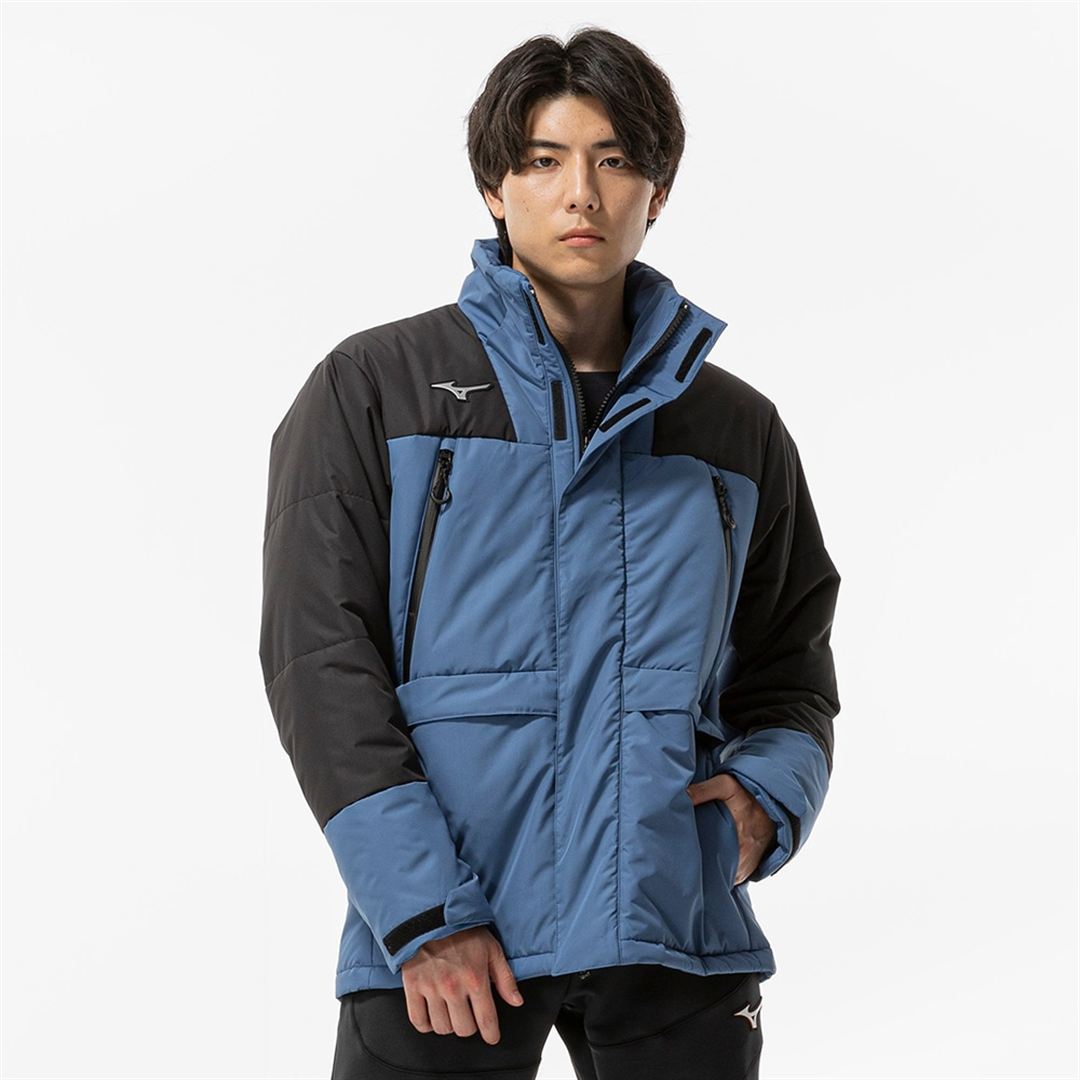 【保温素材／吸湿発熱】テックフィルブレスサーモコート ステラーブルー×ブラック XL