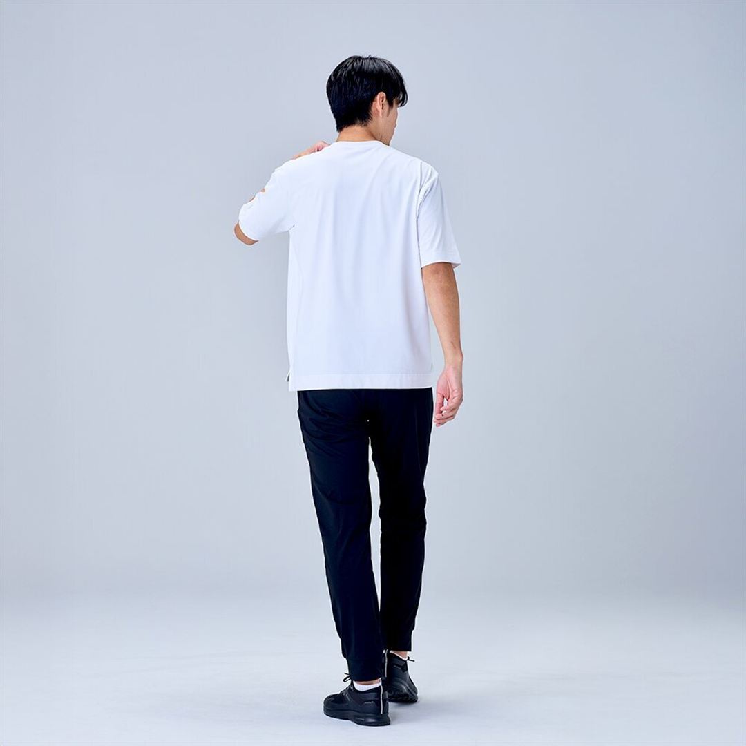 ハイストレッチ クルーネック半袖シャツ（ワイドシルエット） ホワイト XL