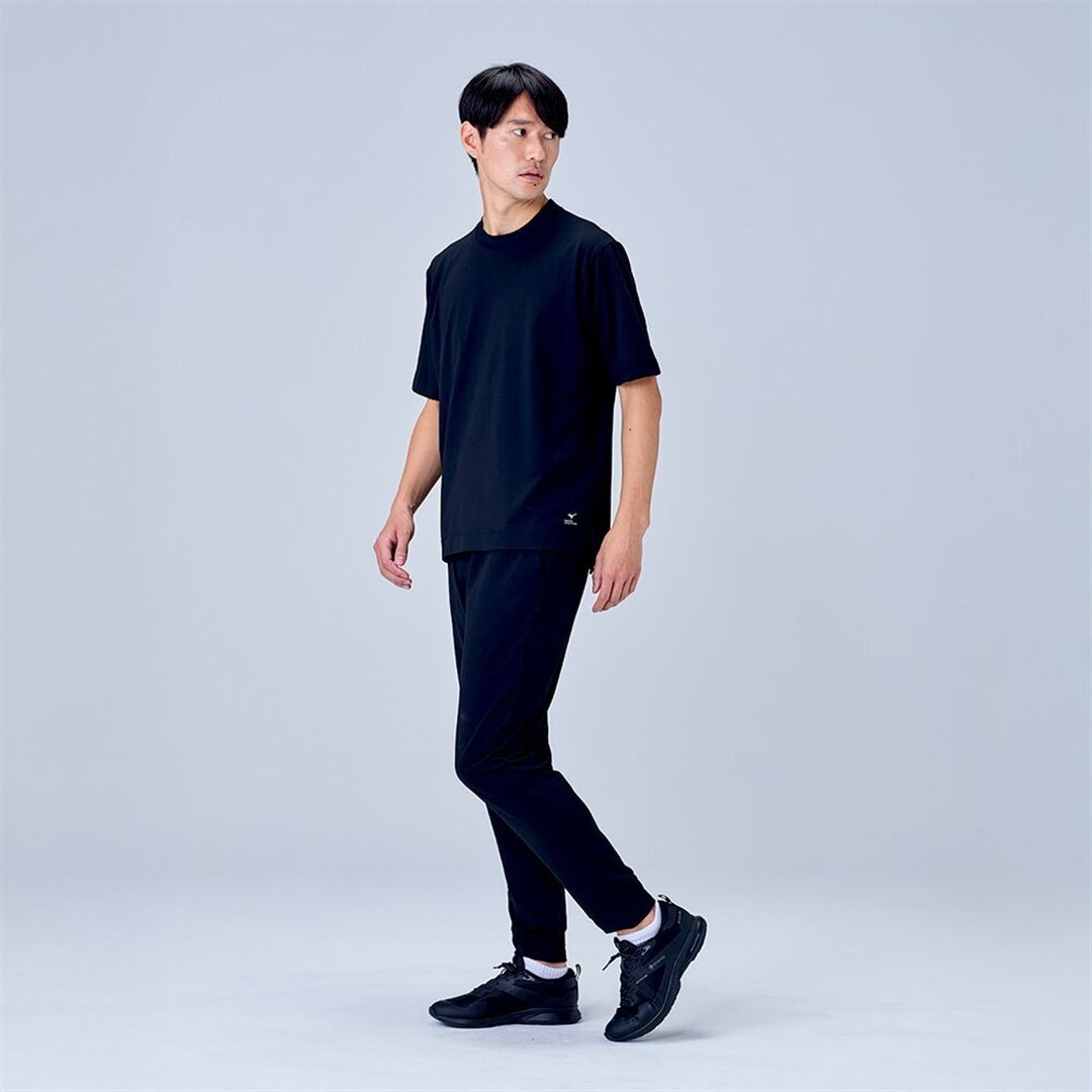 ハイストレッチ クルーネック半袖シャツ（ワイドシルエット） ブラック XL
