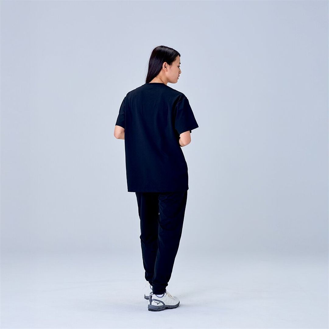 ハイストレッチ クルーネック半袖シャツ（レギュラーシルエット） ブラック XL