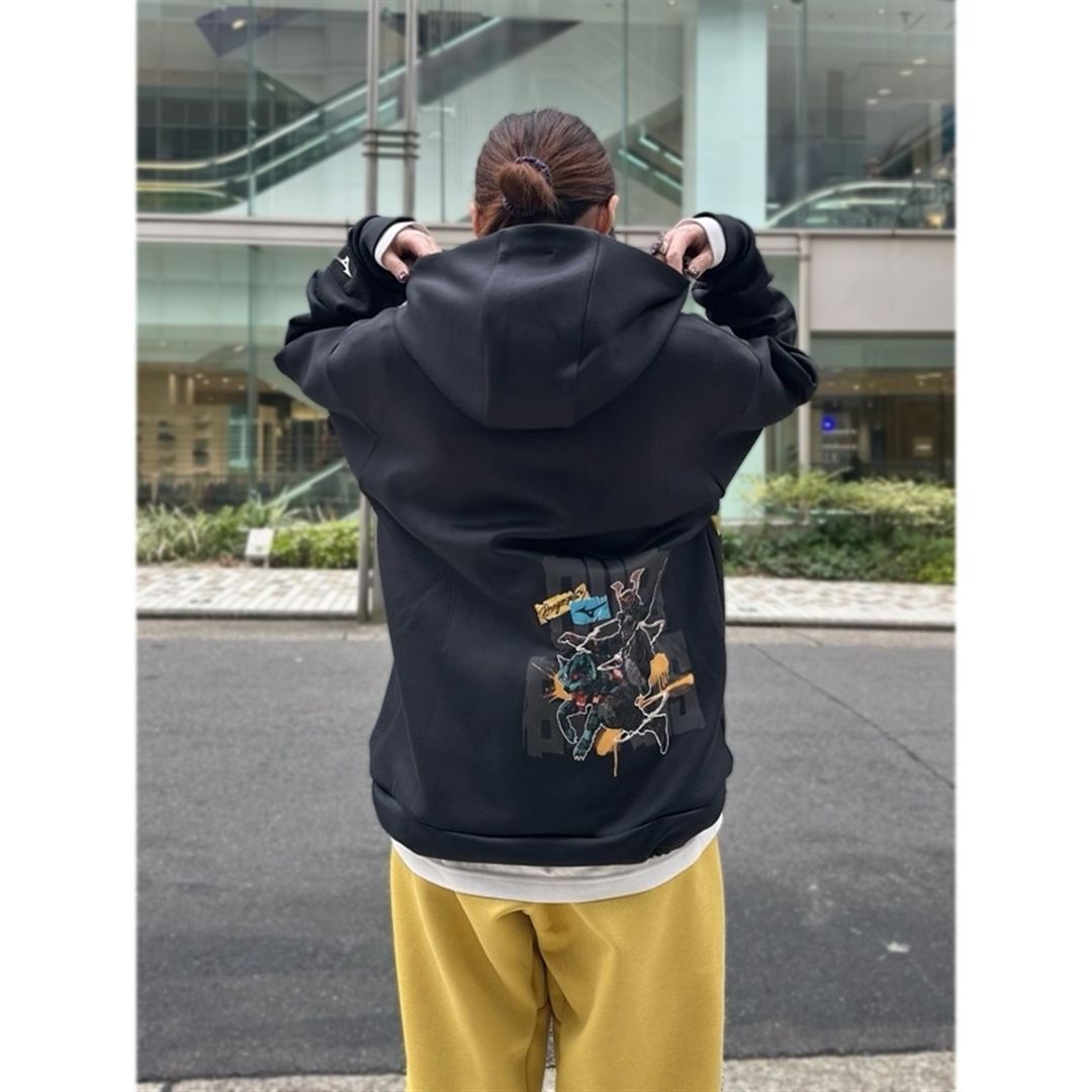 Dragon76ルーズフィットスウェットフーディ ブラック杢 XS