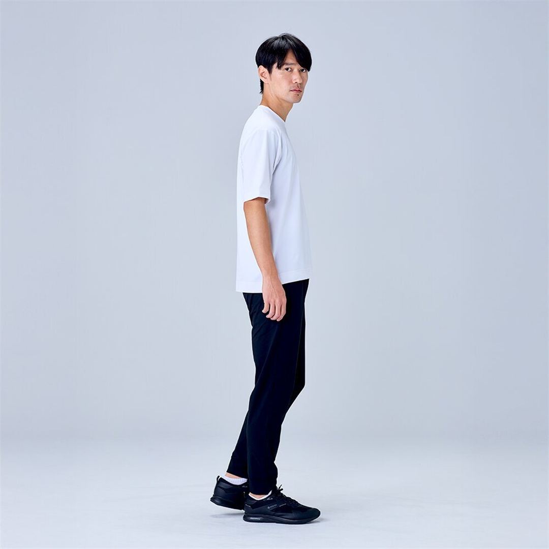 ハイストレッチ クルーネック半袖シャツ（ワイドシルエット） ホワイト XL