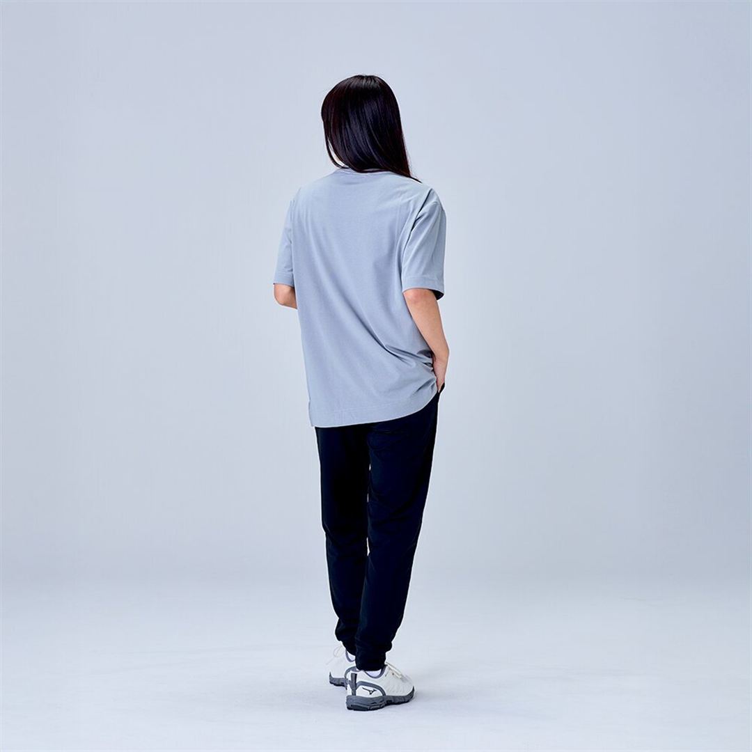 ハイストレッチ クルーネック半袖シャツ（ワイドシルエット） グレー XL