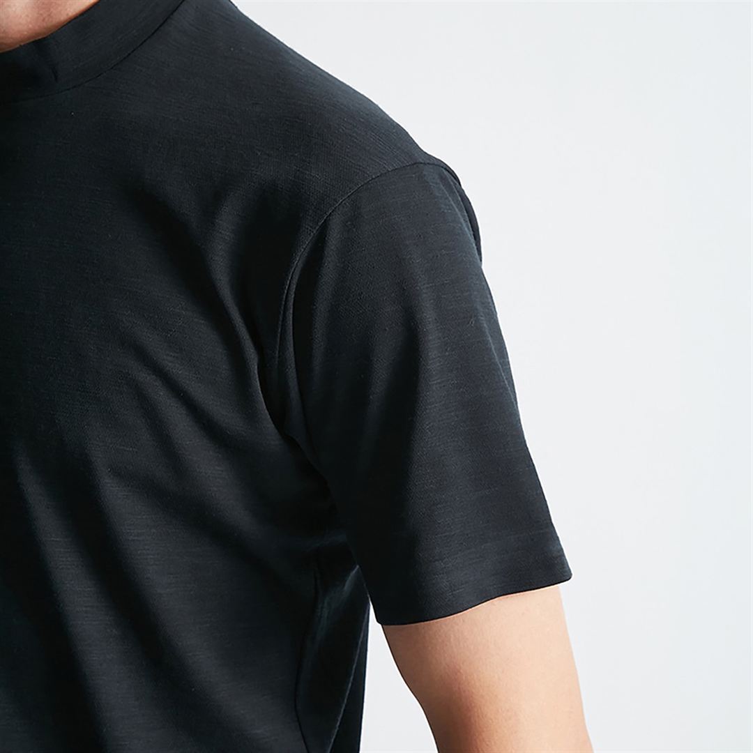 【AOURE】ミズノダイナモーションフィット モックネックTEEショートスリーブ ブラック XL