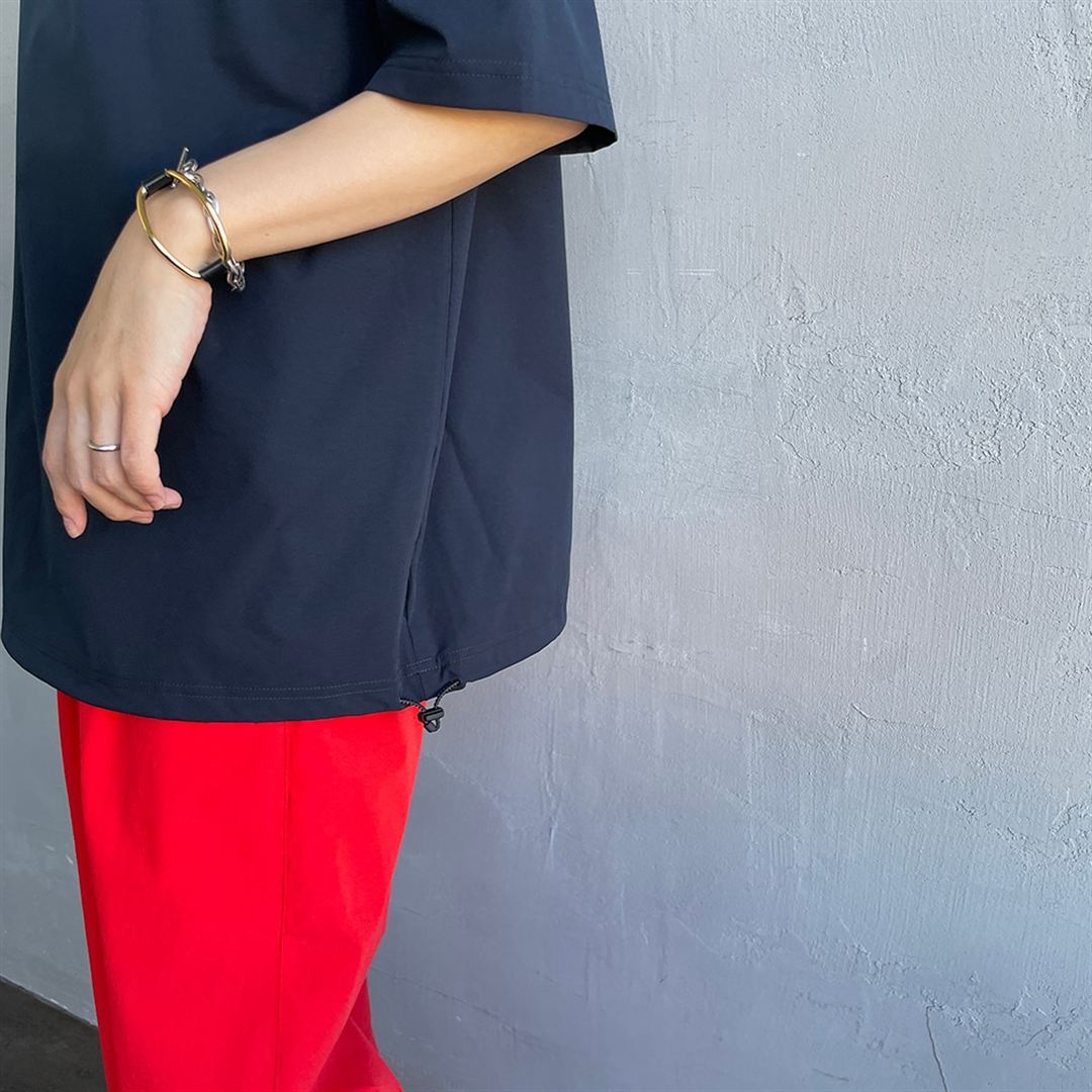 【JEANS FACTORY】ウォーターリパレントストレッチウーブンTシャツ ネイビー S