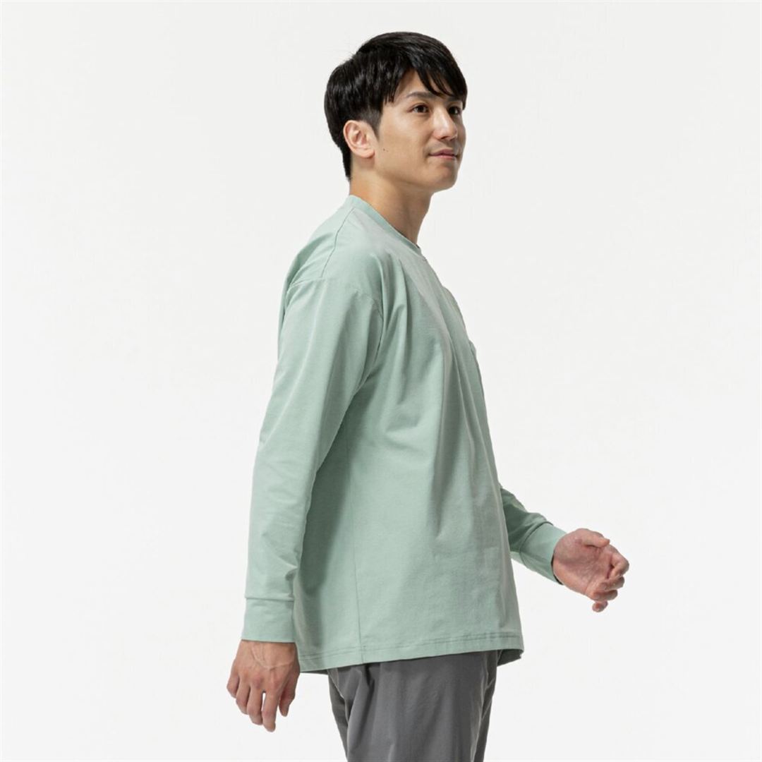 【ミズノ直営限定】ワンポイントロゴ ロングTシャツ フロスティグリーン XO