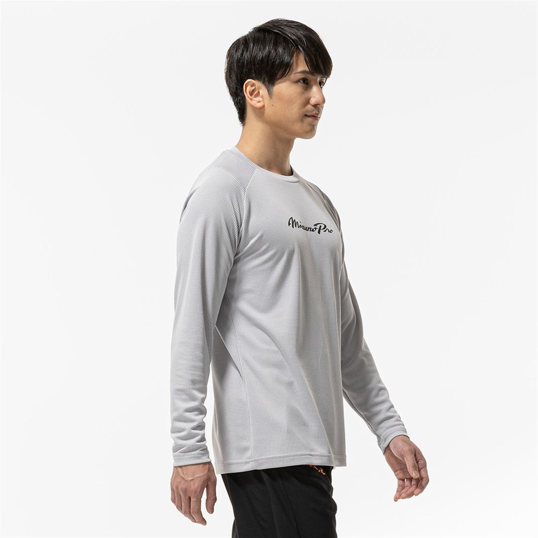 【ミズノプロ／汗処理／通気】KUGEKIロングTシャツ ハーバーミスト S