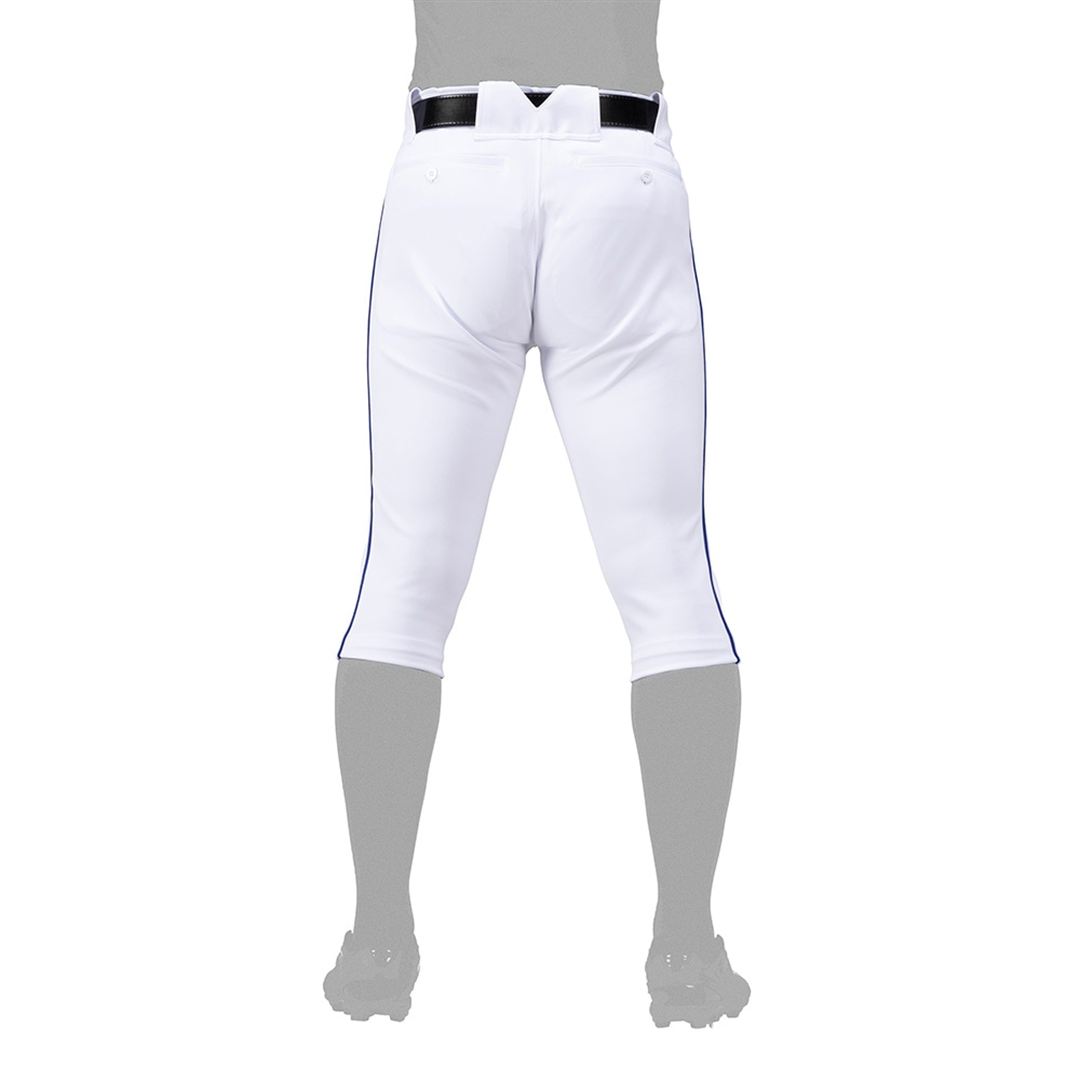 【ミズノ直営限定／ミズノプロ】強伸 ストレッチパンツ／ショートフィットタイプ(4ミリライン加工ワッペン付き) ホワイト×パステルネイビー M