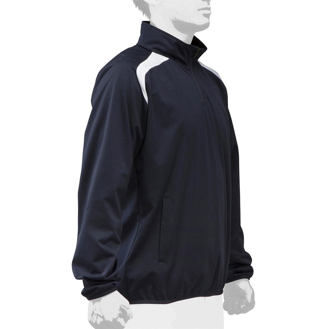 【ストレッチ／防風】テックシールドハーフZIPジャケット ネイビー XO