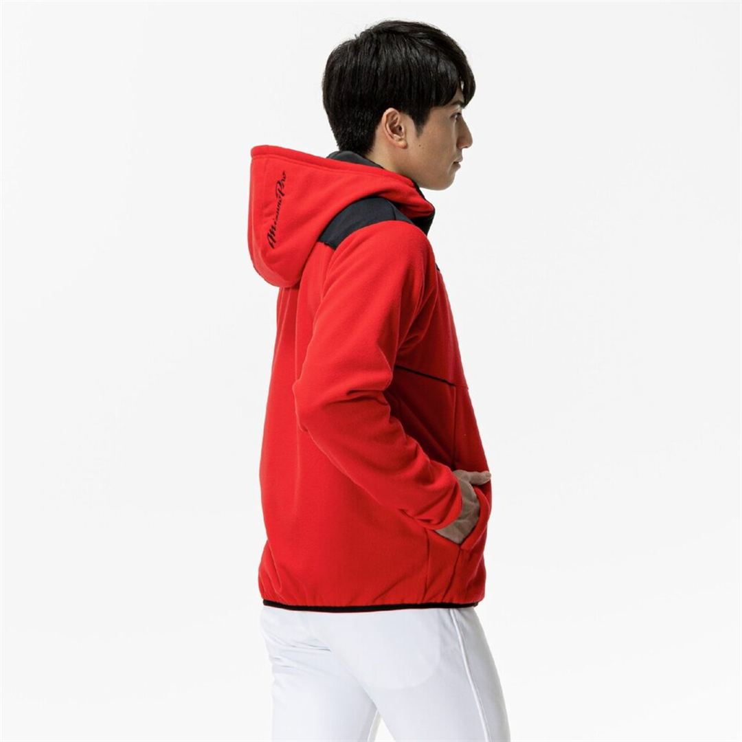 【ミズノプロ】フリースフーディ(厚手) レッド XO