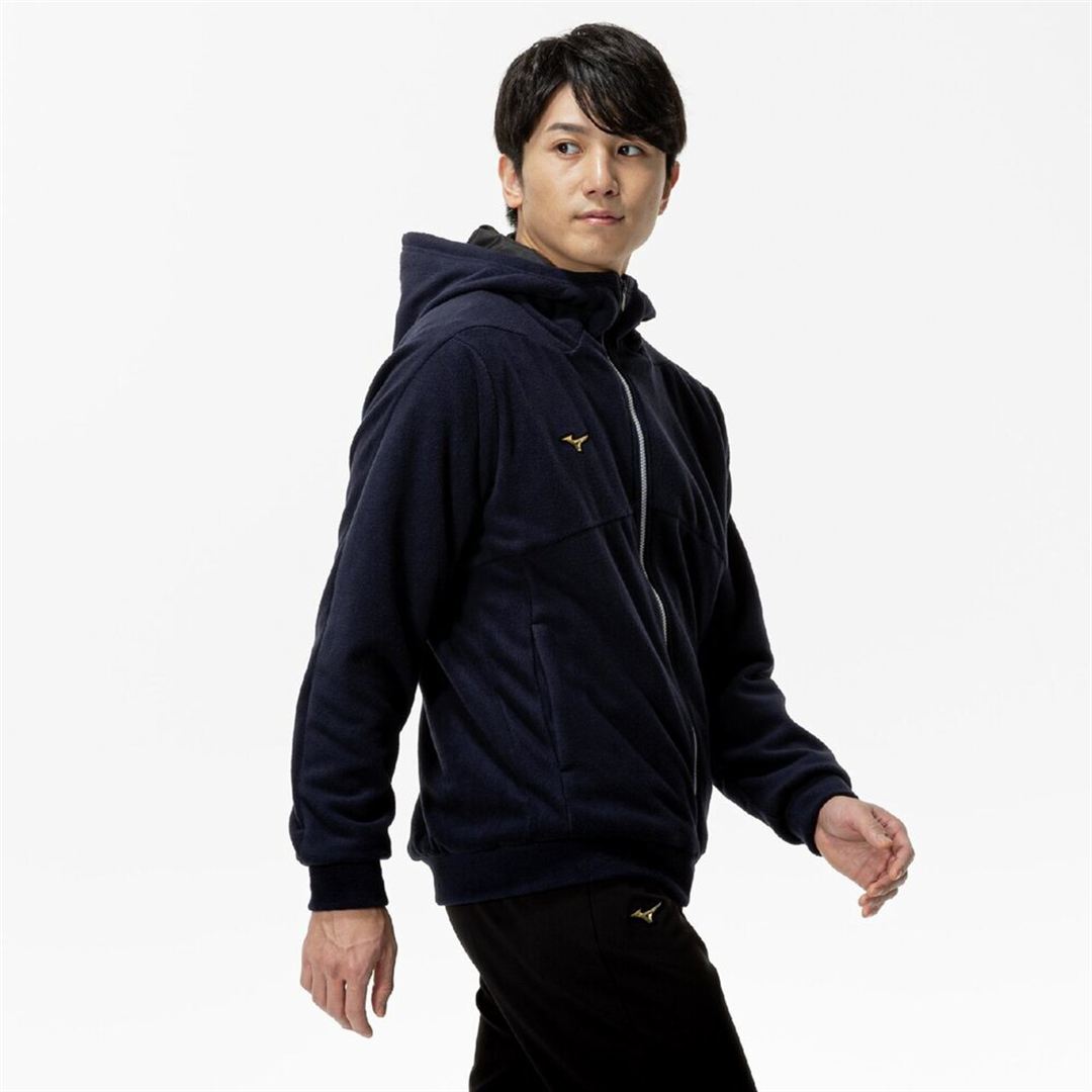 【ミズノ直営限定／ミズノプロ】プルーフフリースフーディ ネイビー XO