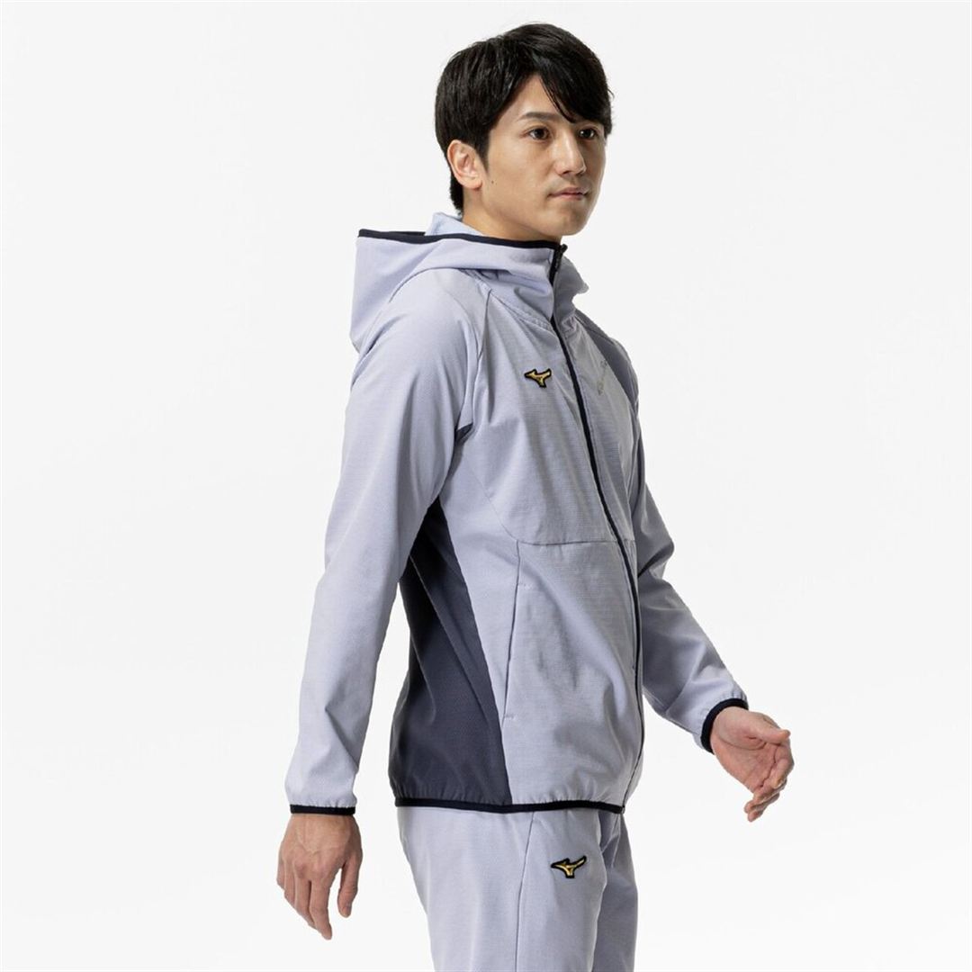 【ミズノプロ／ストレッチ／防風】テックシールドフーディ アイスランディックブルー 2XO