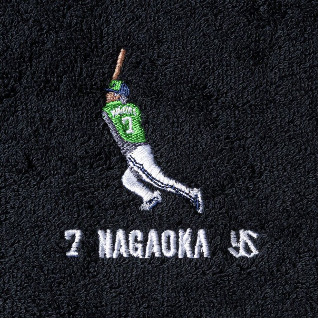 【ミズノ直営限定】東京ヤクルトスワローズ 長岡秀樹選手 ハンカチタオル ブラック