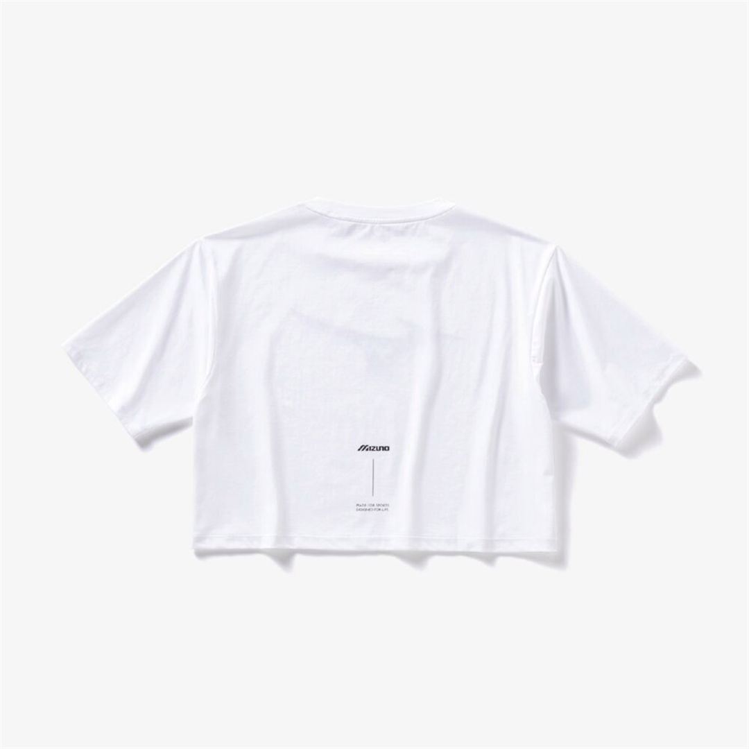 【ミズノ直営限定】ビッグロゴクロップドTシャツ(ワイドシルエット) ホワイト S