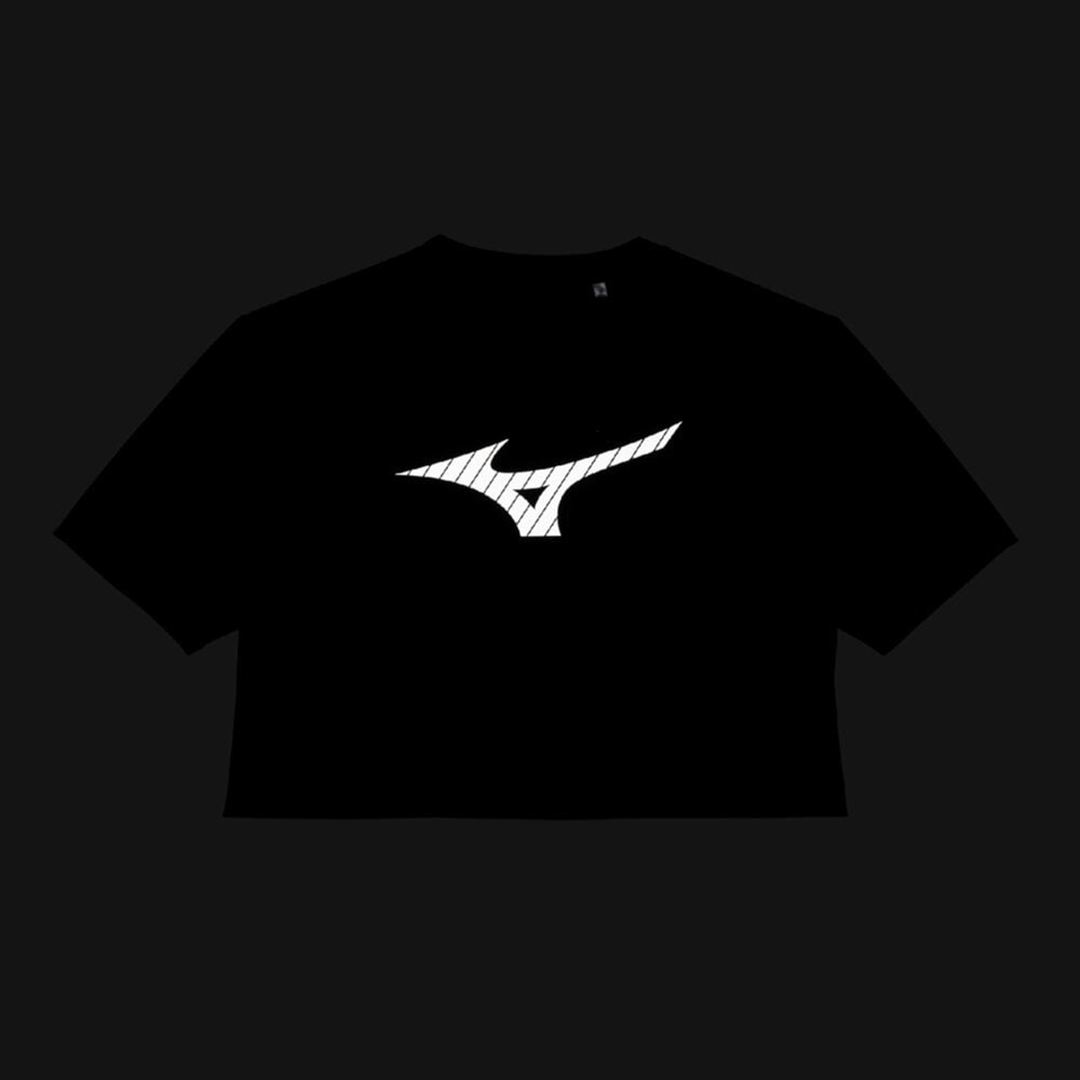 【ミズノ直営限定】ビッグロゴクロップドTシャツ(ワイドシルエット) ブラック L
