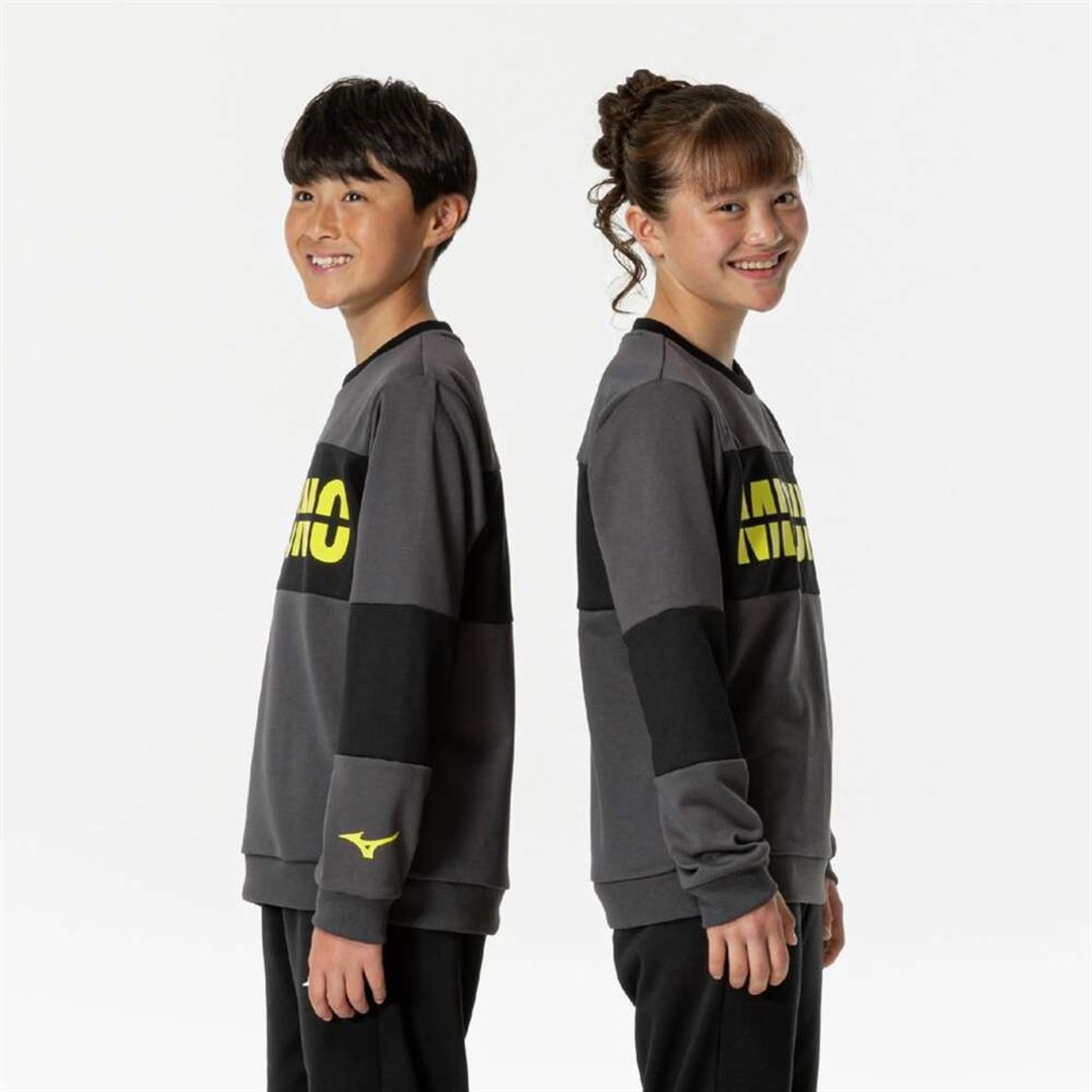 スウェットクルーネックシャツ ブラック×イエロー 120