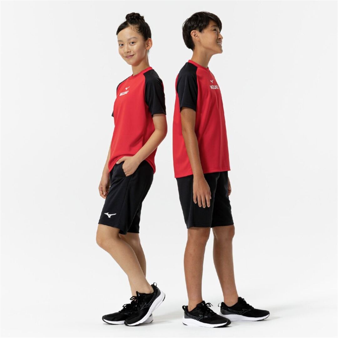 Tシャツ／ハーフパンツセット ブラック×ハイリスクレッド 120