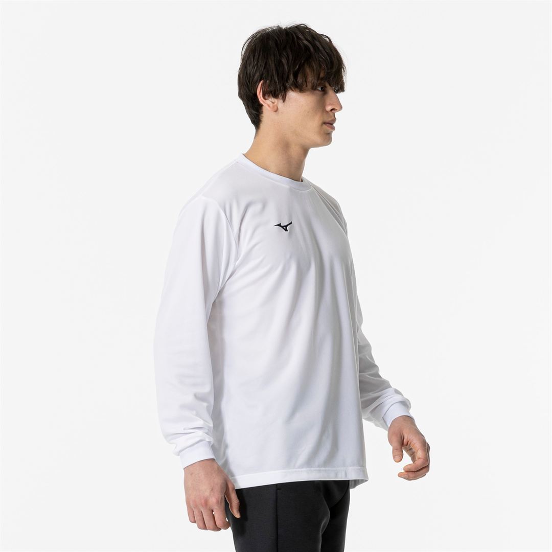 ナビドライTシャツ(長袖／丸首) ホワイト×ブラック S