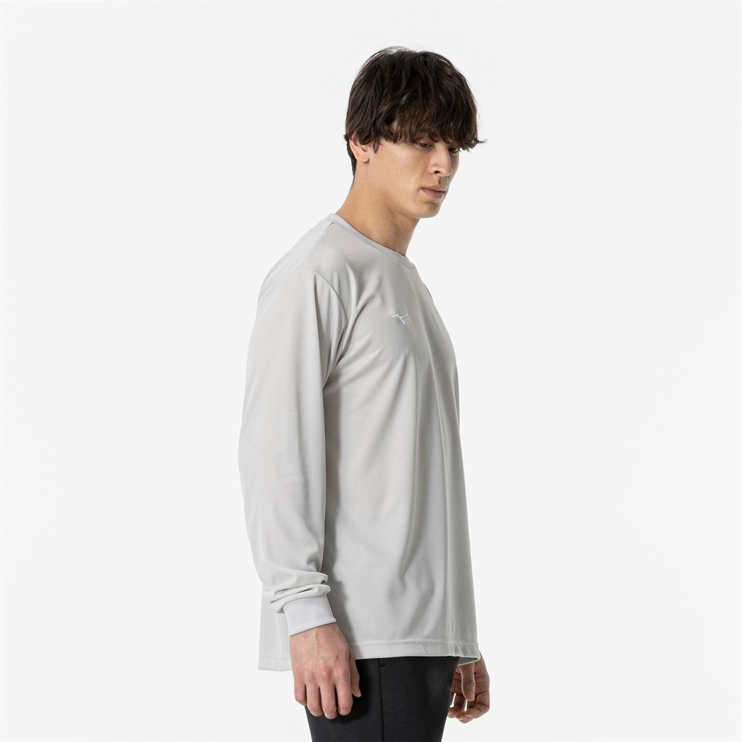 ナビドライTシャツ(長袖／丸首) ベイパーシルバー×ホワイト S