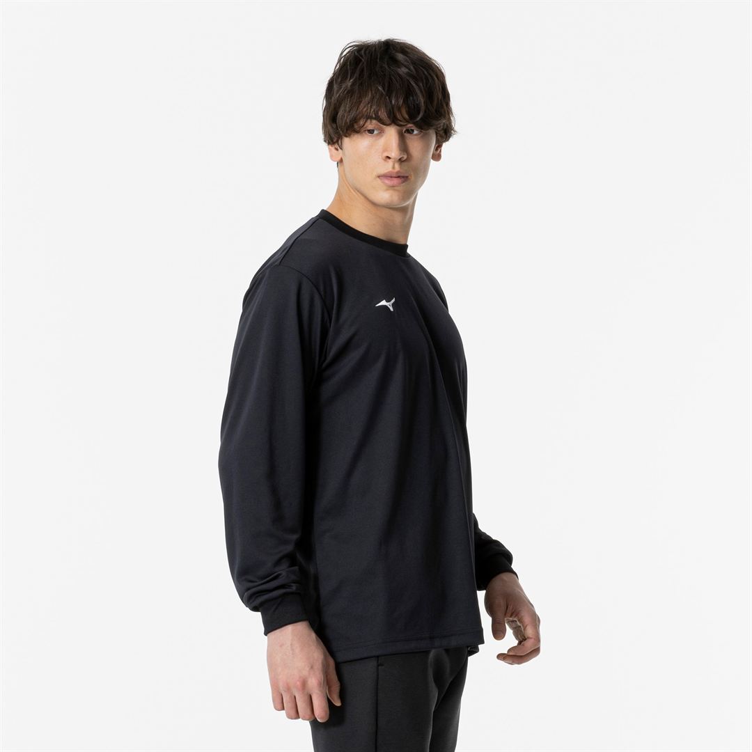 ナビドライTシャツ(長袖／丸首) ブラック×ホワイト S