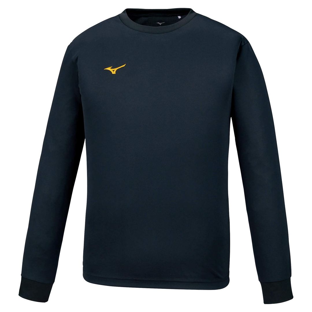 ナビドライTシャツ(長袖／丸首)(大きいサイズ) ブラック×ゴールド 5L