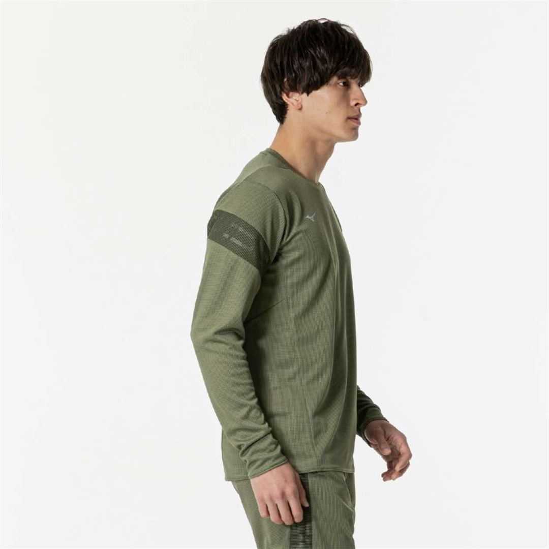 【汗処理／通気】ドライエアロフローTシャツ(長袖) ダークカーキ S