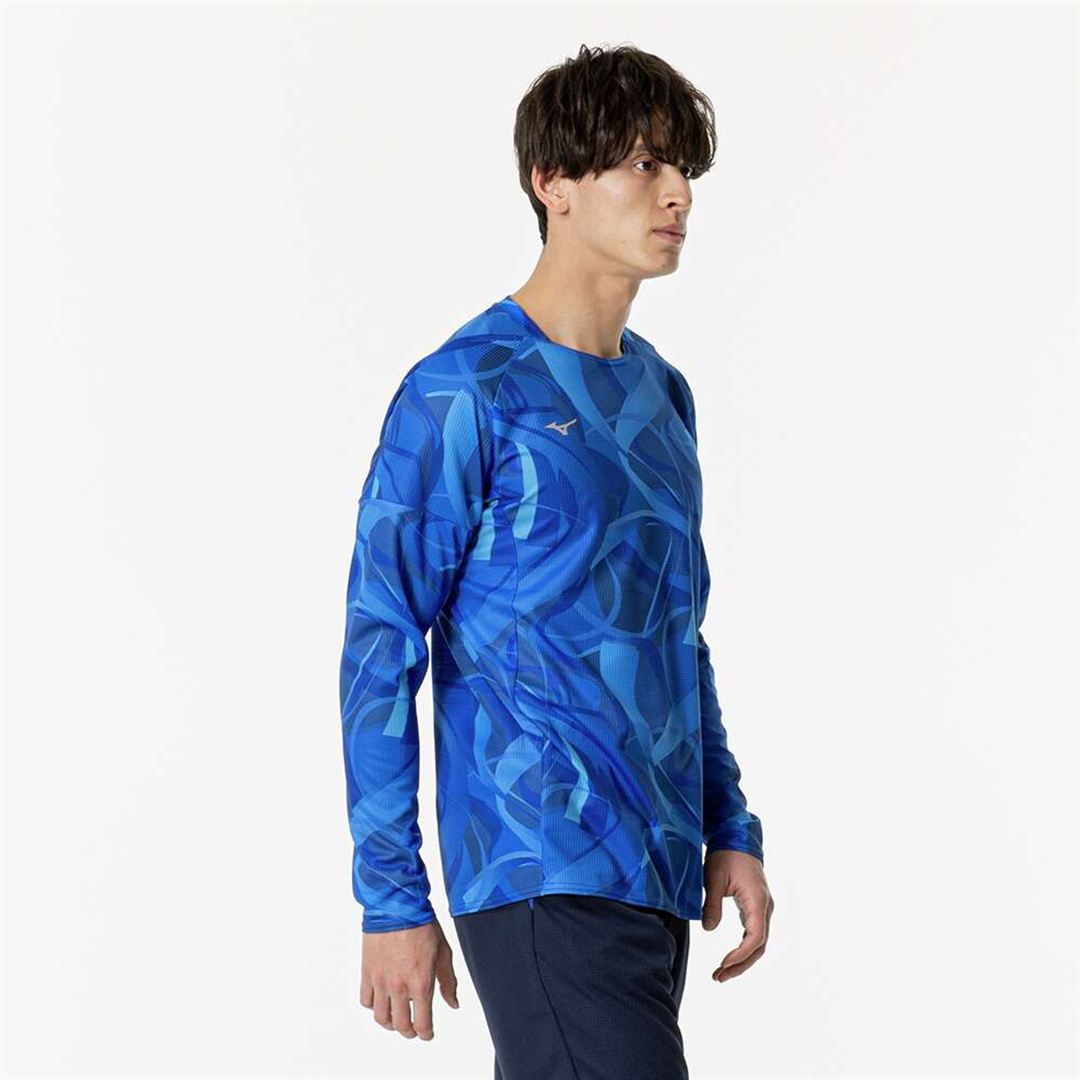 【汗処理／通気】ドライエアロフローTシャツ(長袖) ディレクトワールブルー S
