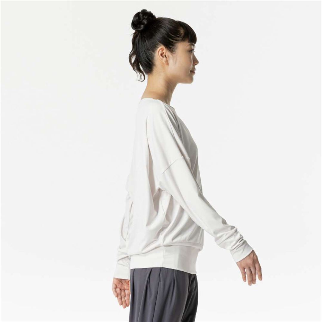 ストレッチスムースTシャツ(長袖) ホワイトサンド S