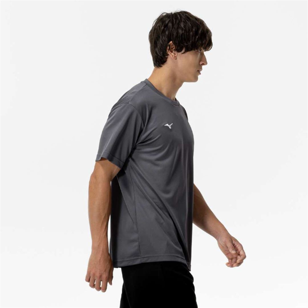 ナビドライTシャツ(半袖／丸首) チャコールグレー×ホワイト XL