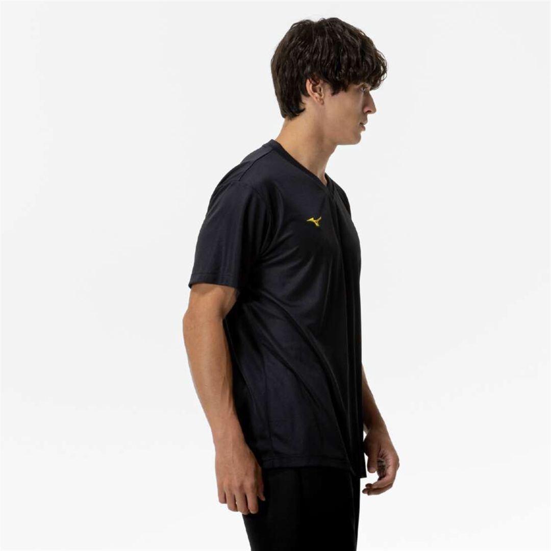 ナビドライTシャツ(半袖／Vネック) ブラック×ゴールド XL
