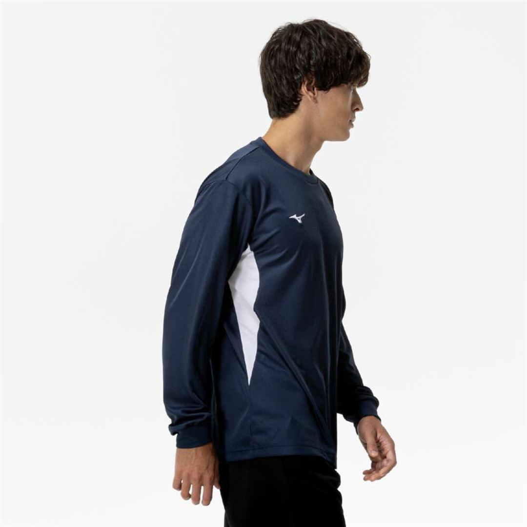 ナビドライTシャツ(長袖／切替) ドレスネイビー×ホワイト M