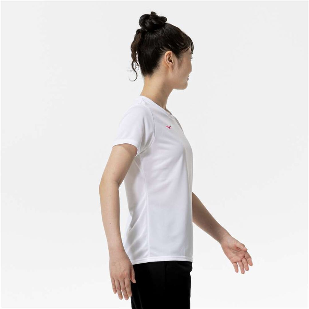 ナビドライTシャツ(半袖／丸首) ホワイト×ライトピンク S