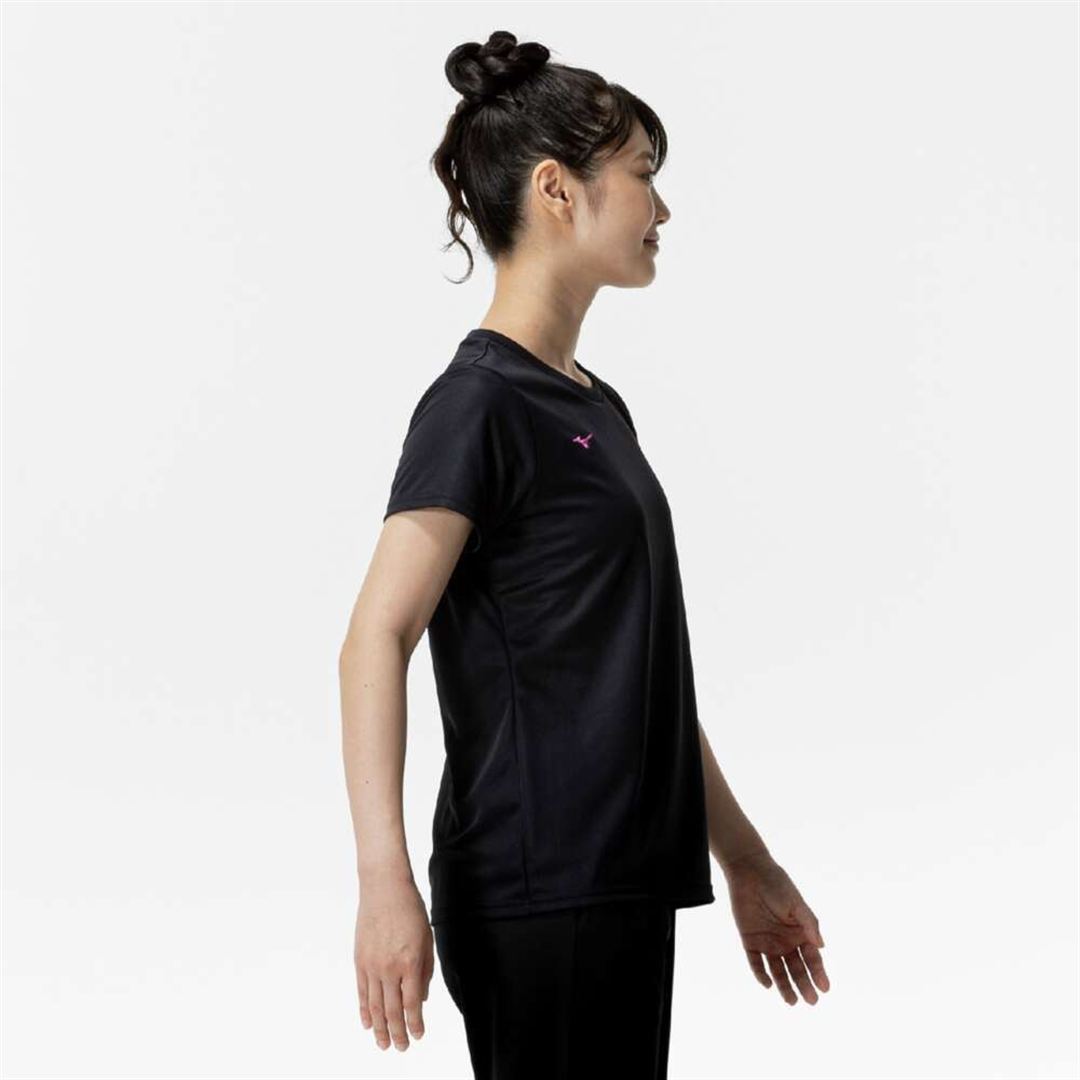 ナビドライTシャツ(半袖／丸首) ブラック×マゼンタ S