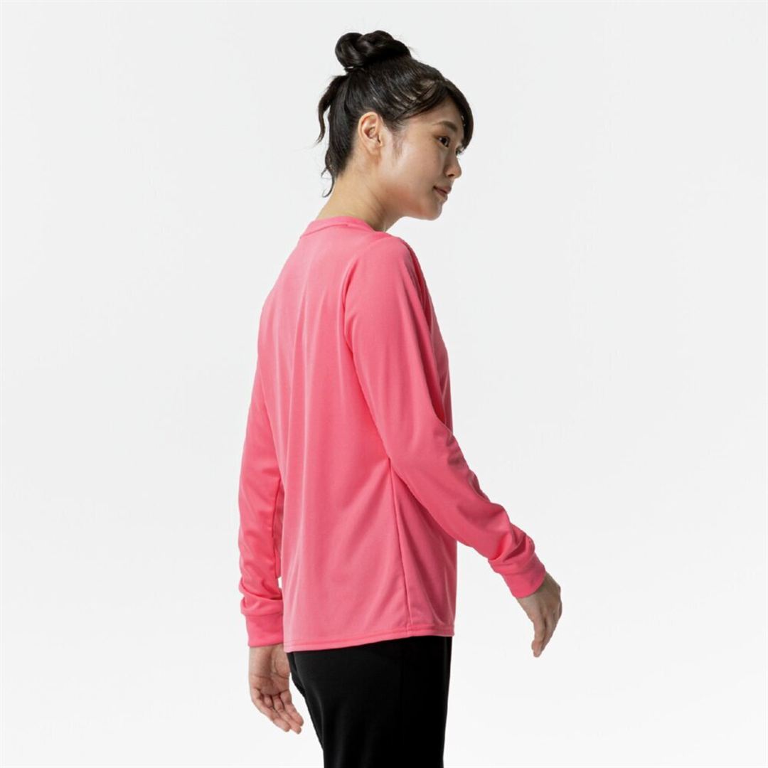 ナビドライTシャツ(長袖／丸首) ピンクレモネード×ホワイト XL